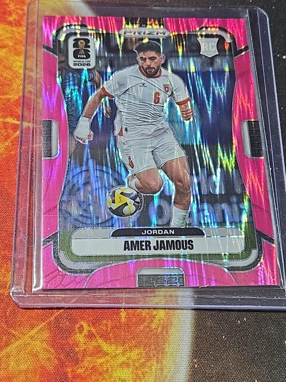 2026 Panini Prizm FIFA Amer Jamous #272 Fuchsia Flash /195 Jordan RC